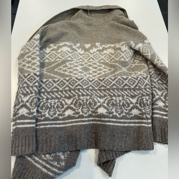 Women Abercrombie & Fitch open cardigan sweater Aztec pattern shades of grey M - Picture 7 of 7